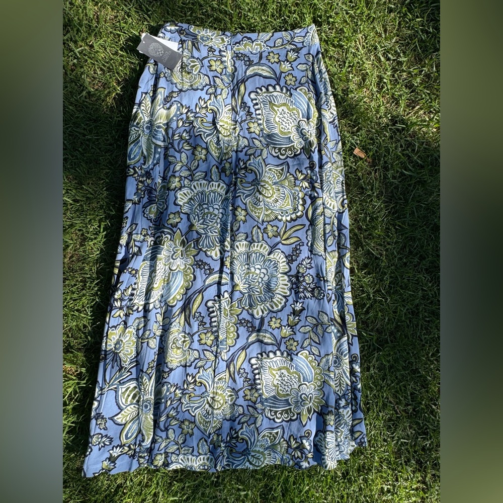 Vince Camuto Blue and Green Floral Maxi Skirt